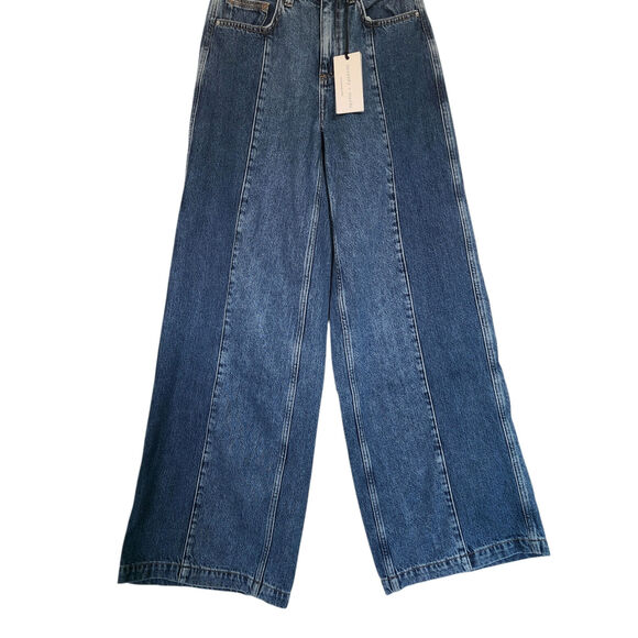 Seventy + Mochi Anthropologie Bay Wide Leg Jean Two Tone in Phoenix Size 26 NWT - Picture 4 of 7